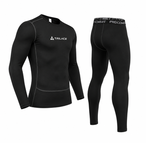 Conjunto de Compresión Deportivo para Hombre, Verano, Camiseta de Manga Larga y Pantalones, Ropa Interior Térmica, Capa Base Atlética Antiolor, Estampado de Leopardo - Product Image 2