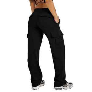 Pantalones de forro polar holgados para mujer 2026, estilo vintage, transpirables, de cintura media, estilo streetwear, pantalones cargo desgastados, 100% algodón, de alta calidad. - Product Image 5