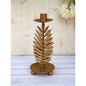 Handmade Iron Flower <b>Leaf</b> Taper Candle Holder Luxury Green Pink Candelabra Hotel Home Decorative Christmas Table Centerpiece - Product Image 6
