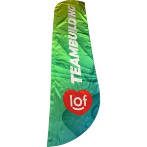 Drapeau rectangulaire à plumes du Groupe FLC du Conseil du Cancer, pour team building, en polyester vert, avec mât en aluminium, impression numérique, durable - Product Image 5