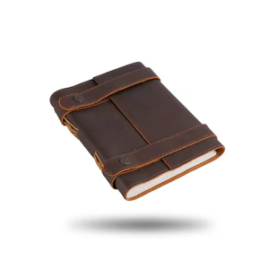 Handmade Vintage Dark Brown Leather Journal 7x5 Double Strap Closure Thermal Binding Notebook 120 Unlined Cream <b>Pages</b> Gift - Product Image 4