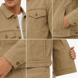 Veste en jean pour homme, conçue avec du denim robuste et une coupe confortable, offrant un style intemporel pour le streetwear, les week-ends et les voyages. - Product Image 5