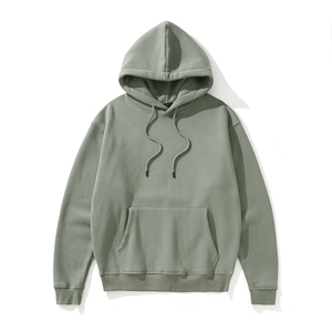 Sweat-shirt à capuche en molleton vert olive pour homme, coupe classique, couleur unie, pull décontracté avec poche avant, sweat-shirt en coton tricoté - Product Image 1