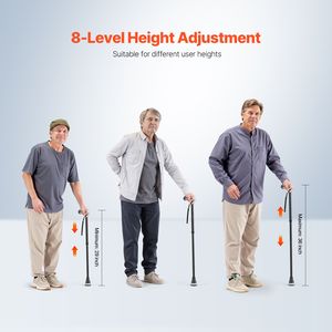 Bastone da Passeggio Pieghevole a 8 Livelli di Altezza Regolabile con Impugnatura in Schiuma per Terapia di Riabilitazione Domiciliare - Product Image 3