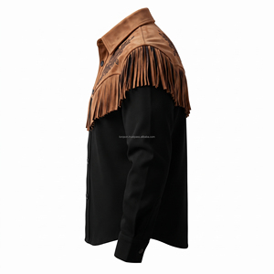 Men Western <b>Leather</b> Fringe Jacket Vintage Cowboy Biker Coat Front Customizable Winter <b>Top</b> Quality <b>Leather</b> - Product Image 4