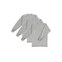 Herenshirt met lange mouwen, grijs, O-hals, regular fit, effen, casual, jersey, blanco, geschikt voor digitale print, gebreid, katoenmix, 220 gram