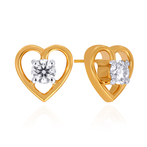 Pendientes de Diamantes en Forma de Corazón de Oro Amarillo de 18K, Corte Brillante Redondo, Color G, Diamante Cultivado en Laboratorio, para Uso Diario Romántico para Mujer - Product Image 2
