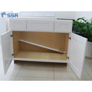 Modern RTA Solid Wood Durable Water Resistant Lacquer Finish <b>Bathroom</b> <b>Vanity</b> Cabinet Wall-Mounted Double Base Triple Drawer Soft - Product Image 5