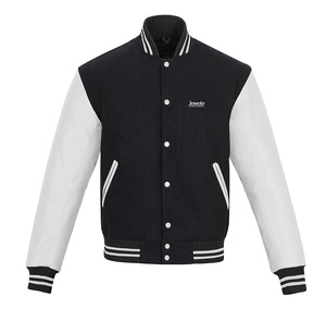 Chaquetas Varsity de Béisbol para Hombre, de Lana y Cuero, al por Mayor, Estilo Hip Hop, Servicio OEM, Cuello Alto, Logotipo Personalizado Bordado, Alta Calidad - Product Image 1
