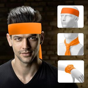 Bandeau de sport unisexe en polyester orange uni, largeur 4,5 cm, respirant, antidérapant, pour activités de plein air et tennis, universel - Product Image 2