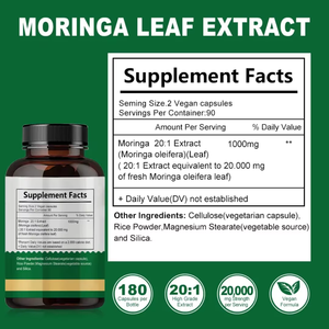 Cápsulas de Hoja de Moringa Pura 500mg, Suplemento Herbal Natural para Energía y Apoyo Inmunológico, Moringa 180 Cápsulas para Hombres y Mujeres - Product Image 2