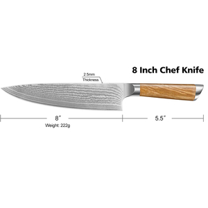ชุดมีดเชฟเหล็กดามัสกัส ระดับมืออาชีพ เหมาะสำหรับเชฟ ร้านอาหาร และสตูดิโอทำอาหาร - Product Image 6