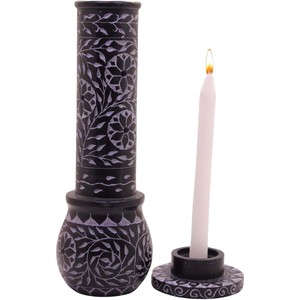 Brûleur d'encens en stéatite pure sur le thème de la couleur naturelle Design incurvé fait à la main avec art floral pour la décoration intérieure et les articles religieux - Product Image 5