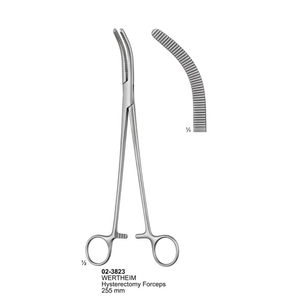 Pinza de Histerectomía Wertheim 25.5cm con Mordazas Cruzadas Dentadas, Pinza Atraumática de Patrón Reforzado para Cirugía Ginecológica/Obstétrica, Pinzas para Parametrio - Product Image 1