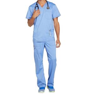 Ensemble d'uniformes médicaux en coton respirant pour infirmières et personnel hospitalier – Haut à col en V et pantalon – Vente en gros - Product Image 2