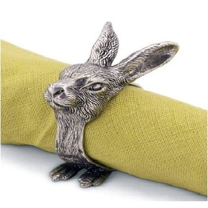 Porte-serviettes décoratif moderne en forme de tête de lapin, en aluminium durable et écologique, or et argent, vente en gros - Product Image 1