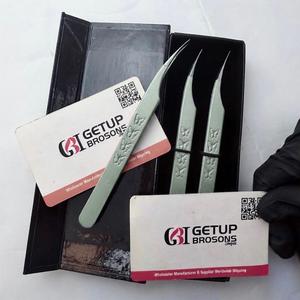 GETUP BROSONS Stainless Steel Anti-Magnetic Eyelash Tweezers Smooth Tip Butterfly Print Custom Logo Precision Tip <b>Box</b> Packaging - Product Image 3