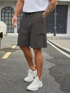 Men's Casual Oxford Solid Spandex/Nylon Stretch Breathable Anti-Wrinkle Anti-UV <b>Quick</b>-<b>Dry</b> Drawstring Closure Cargo <b>Shorts</b> - Product Image 3