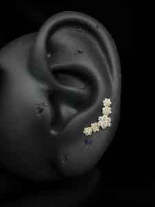 Diamond Flower Stud Earring In 14K Solid Gold With Internally Threaded <b>Flat</b> Back Design Dainty <b>Piercing</b> <b>Jewelry</b> For Women Gift - Product Image 4