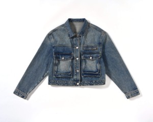 WINRO SPORTS Chaqueta vaquera vintage para hombre, corte ajustado, de mezclilla selvedge roja original, azul oscuro, estilo streetwear, con técnicas de lavado, para primavera, de secado rápido - Product Image 1