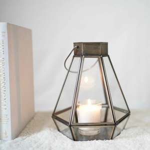 Tapered Glass Metal <b>Lantern</b> <b>Candle</b> Holder Home Decoration Indoor Outdoor Use - Product Image 1