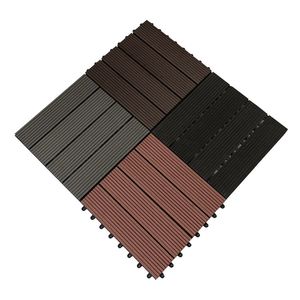 Une boîte de 11 pièces de 300*300*22mm, dalles de sol en WPC à emboîtement DIY pour jardin extérieur et terrasse en bois-plastique pour piscine - Product Image 1