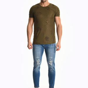Camiseta Distressed de Estilo Vintage Lavado para Hombre, Venta al por Mayor, Camiseta Oversize Distressed para Hombre - Product Image 3