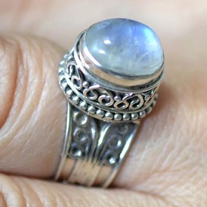 Blue Fire Rainbow Moonstone <b>Ring</b> 925 Sterling <b>Silver</b> Handmade <b>Statement</b> Promise <b>Ring</b> for Women Boho Oval June Birthstone Jewelry - Product Image 5