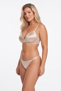 Ensemble soutien-gorge push-up et culotte en satin pour femme, maintien moyen, design sans couture, tissu respirant, coussinets de poitrine non amovibles - Ensemble de lingerie sexy - Product Image 2
