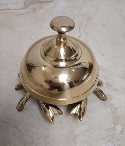 Campana de Escritorio Antigua de Latón Pulido para Recepción de Hotel, Oficina, Escuela - Campana de Servicio de Escritorio - Product Image 3
