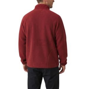 Sweat-shirt polaire à col montant et demi-zip, couleur bordeaux, avec poche kangourou avant, pour l'hiver - Product Image 2