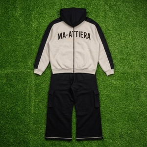 Custom Solid Winter 100% Cotton Drawstring Hoodie and Cargo <b>Sweatpants</b> <b>Set</b> Men Oversized Streetwear Tracksuit - Product Image 6