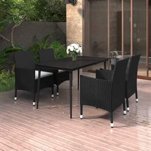 Juego de Comedor de Jardín de Mimbre Sintético Negro Resistente - Product Image 1