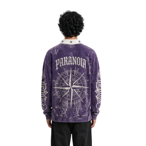 Sweat-shirt pour homme à col, en polaire épaisse, délavé à l'acide violet, respirant, confortable, à manches longues, décontracté, pour l'hiver - Product Image 2