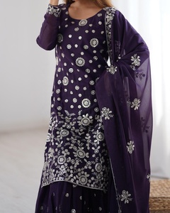 Tenue de mariage traditionnelle indienne et pakistanaise, Lehenga Choli en Georgette avec broderies de fils et sequins, Dupatta, séchage rapide - Product Image 5