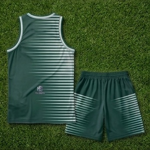 <b>Top</b> Trend Unisex Basketball Uniform Set <b>White</b> Green Sublimated V-Neck Sleeveless Moisture Wicking Athletic Fit Custom Logo - Product Image 4