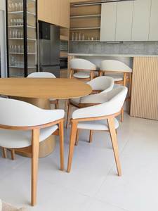 Mesa de Comedor Moderna de Madera de Teca con 8 Sillas de Estilo Escandinavo para Comedor de Villa y Hotel - Product Image 2