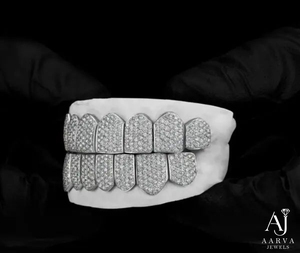 Aarva Jewels - Juego Completo de Grillz Dentales de Diamantes Personalizados, Removibles, Estilo Hip Hop - Product Image 2