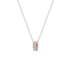 Collier Pendentif Rondelle en Or Massif 14k 18k avec Diamant Solitaire de Laboratoire Taille Émeraude, Charme Classique pour Usage Quotidien, Vente en Gros - Product Image 5