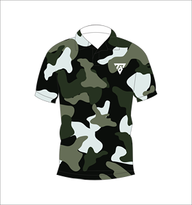 Camiseta polo con estampado de camuflaje en negro, verde y gris para hombre, camiseta informal de manga corta para golf y verano - Product Image 1