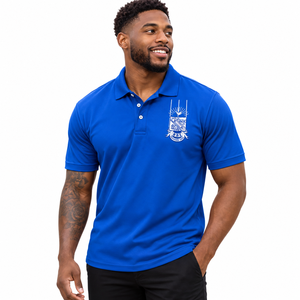 Phi Beta Sigma <b>Royal</b> <b>Blue</b> Men <b>Polo</b> <b>Shirt</b> Short Sleeve Embroidered Crest Collared Performance Top for Fraternity Events Wear - Product Image 1