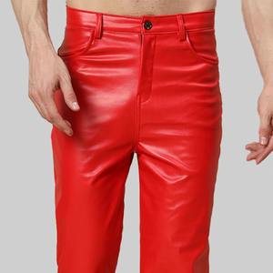 Pantalones de Cuero para Hombre de Primera Calidad, Corte Recto, Tela de Lona, Cintura Media, Estilo Casual Vintage - Product Image 2