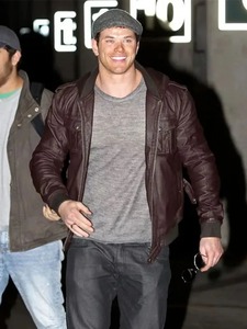 Veste en cuir à capuche Kellan Lutz pour hommes, veste de motard décontractée en cuir véritable noir, veste streetwear à fermeture éclair avec capuche - Product Image 3