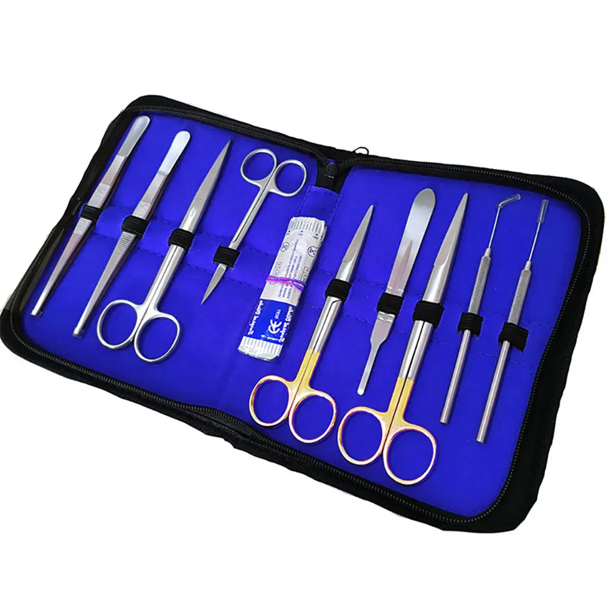 Kit de herramientas de sección básica de acero inoxidable, Kit de estudiantes de medicina por crudo a fino, 13 piezas