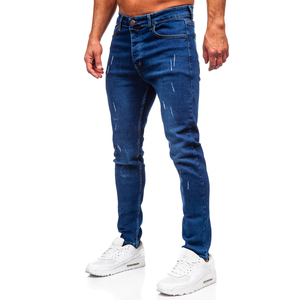 Denim pants <b>men</b> regular fit straight leg jeans casual stretch cotton <b>trousers</b> with button fly and five pocket design - Product Image 4