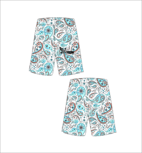 Pantalones Cortos de Baloncesto Blancos Personalizados con Patrón Paisley Azul y Marrón, Ligeros, Transpirables, de Malla, para Entrenamiento Deportivo y Uso Diario - Product Image 1