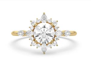Round Cut Moissanite <b>Ring</b> 925 Sterling <b>Silver</b> White Gold Plated Classic <b>Solitaire</b> Engagement <b>Ring</b> Dainty Promise <b>Ring</b> Gift - Product Image 1
