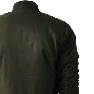 Blouson bomber vert olive pour homme, col montant, fermeture éclair, coupe-vent, décontracté, polyester, coupe ajustée, pour l'automne - Product Image 5