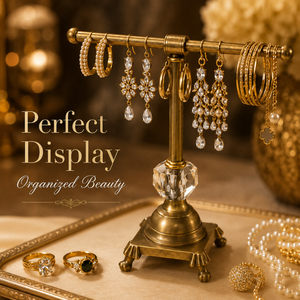 Présentoir de Comptoir Élégant en Laiton Premium pour Bijoux, Bracelets et Montres avec Base en Cristal – Idéal pour la Vitrine et le Commerce de Détail - Product Image 5