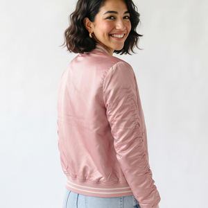 Casual <b>Lightweight</b> Bomber <b>Jacket</b> Women Windproof Fashion Streetwear Satin Bomber <b>Jackets</b> <b>Ladies</b> - Product Image 2
